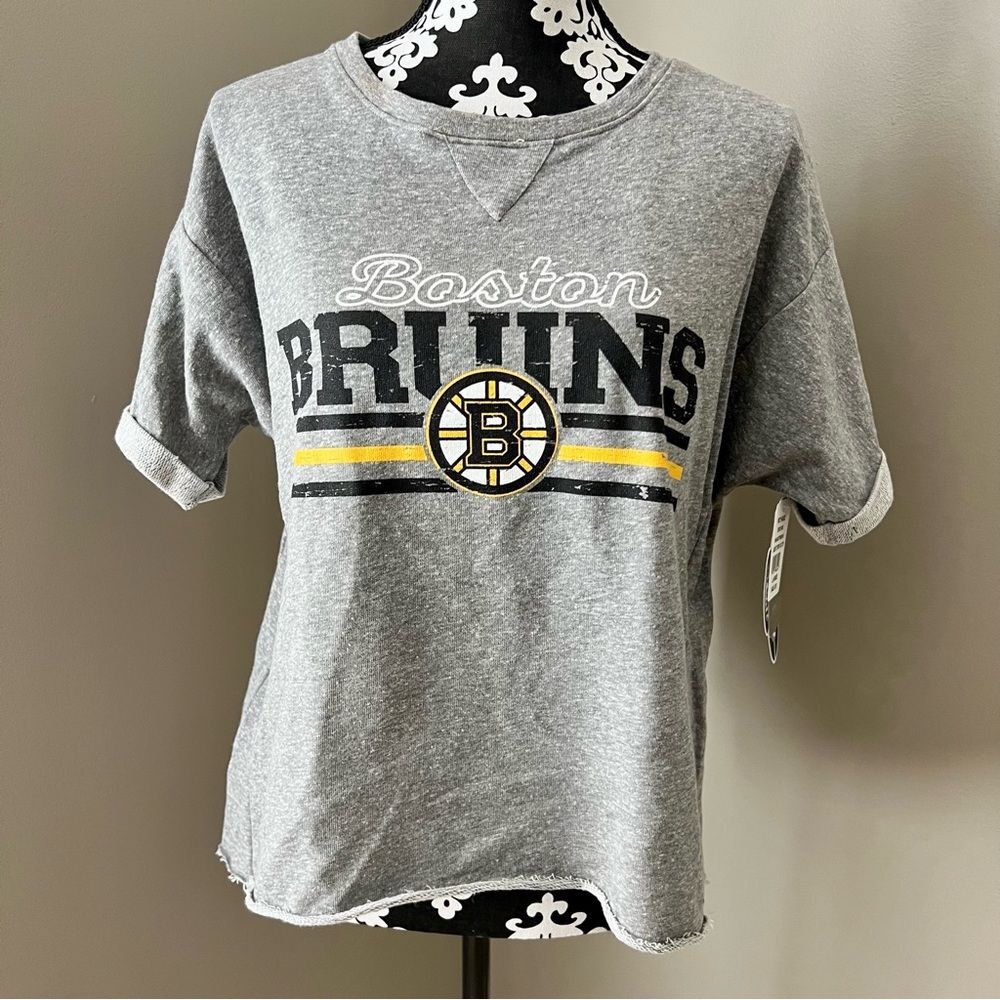 NHL Boston Bruins Women’s Sweatshirt Tee Gray Black Large NWT